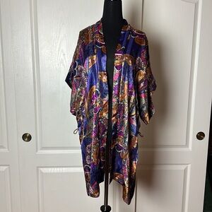 VINTAGE PAISLEY FUNKY PSYCHEDELIC PRINT KIMONO CARSIGAN DUSTER ROBE